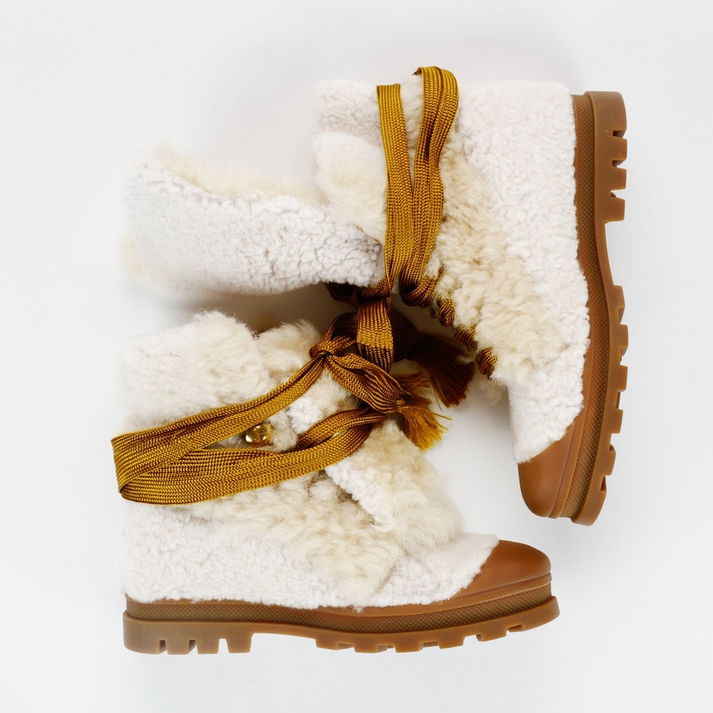 Chloé Parker Lace-Up Shearling Ankle Boots NEW - Picture 8 of 11